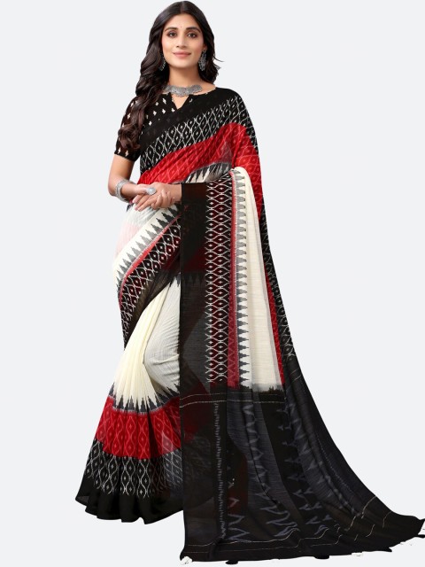 

SIRIL Off White & Black Ikat Saree