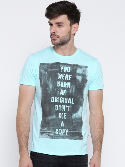 

Jack & Jones Men Blue Printed Round Neck T-shirt