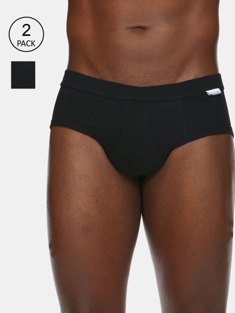 

U.S. Polo Assn. Men Pack Of 2 Black Innerwear Mid-Waist Cotton Briefs