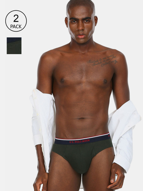 

U.S. Polo Assn. Men Pack Of 2 Assorted Solid Pure Cotton Briefs