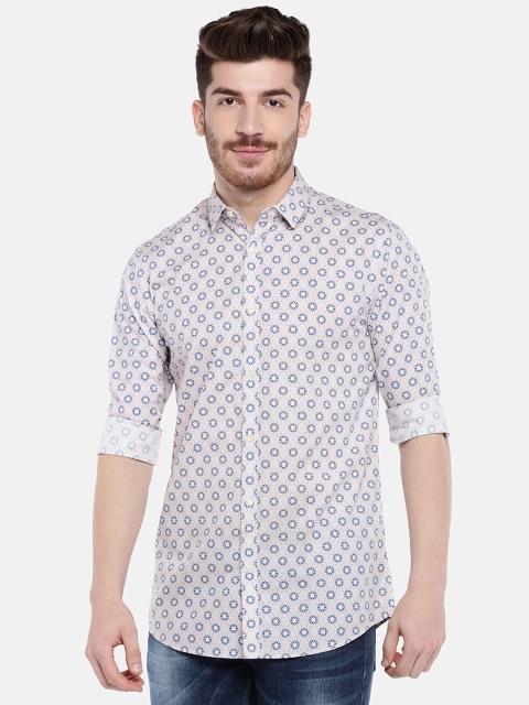 

Jack & Jones Men Pink & Blue Printed Casual Shirt