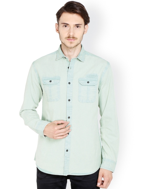 

Jack & Jones Men Green Solid Regular Fit Casual Shirt