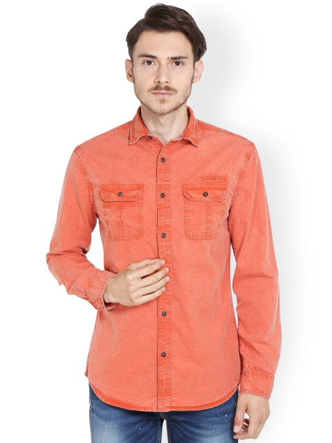 

Jack & Jones Men Rust Orange Solid Casual Shirt