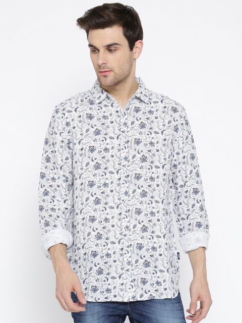 

Jack & Jones Men White & Blue Printed Casual Shirt