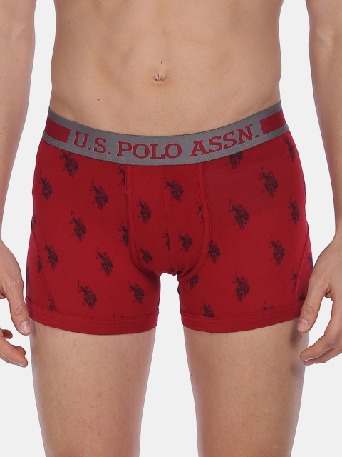 

U.S. Polo Assn. Men Red & Black Printed Cotton Trunk