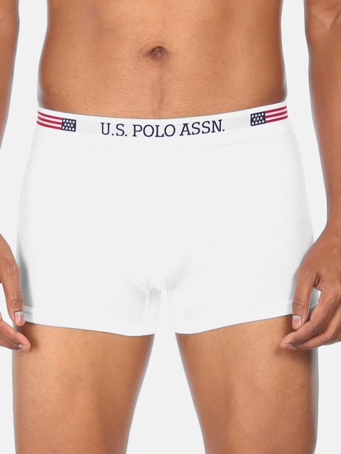 

U.S. Polo Assn. Men White Solid Cotton Trunks
