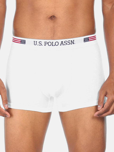 

U.S. Polo Assn. Men White I660 Mid-Waist Solid Trunks