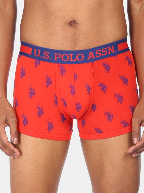 

U.S. Polo Assn. Men Orange & Purple Printed Cotton Trunk