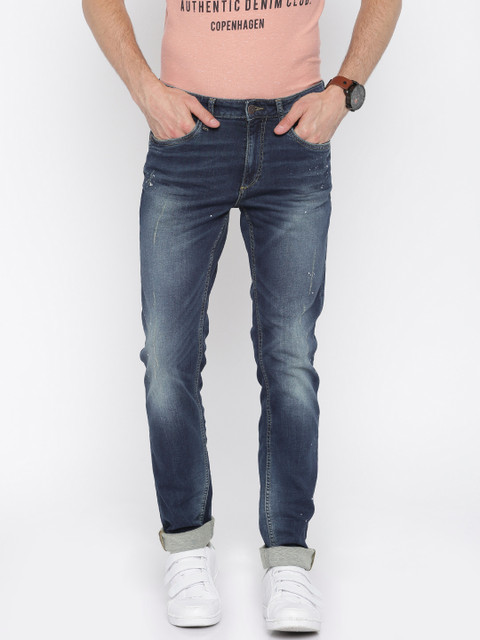 

Jack & Jones Men Blue Ben Skinny Fit Low-Rise Low Distress Stretchable Jeans