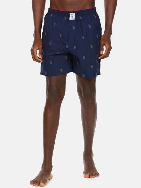 

U.S. Polo Assn. Men Navy-Blue Printed Comfort-Fit Pure Cotton Boxer