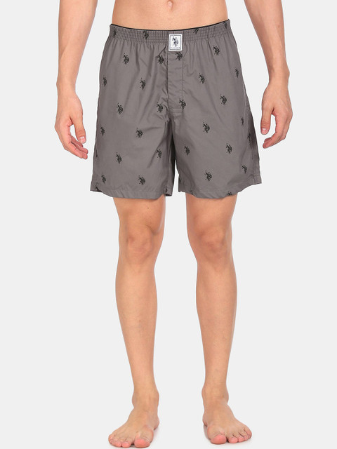 

U.S. Polo Assn. Men Grey Printed Pure Cotton Boxer X9I021-010-P1