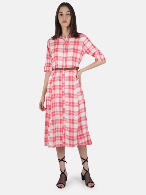 

Monte Carlo Fuchsia Checked Shirt Midi Dress