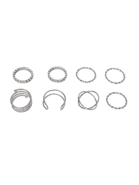 

FabAlley Women Set Of 8 Oxidised Silver-Plated Ring
