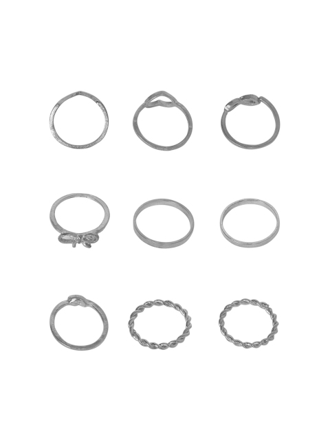 

FabAlley Women Set of 9 Silver-Plated Finger Ring