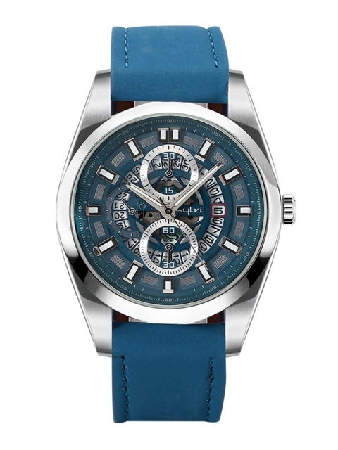 

Sylvi Men Blue Embellished Dial & Blue Leather Bracelet Style Straps Analogue Multi Function Watch 2-Crono