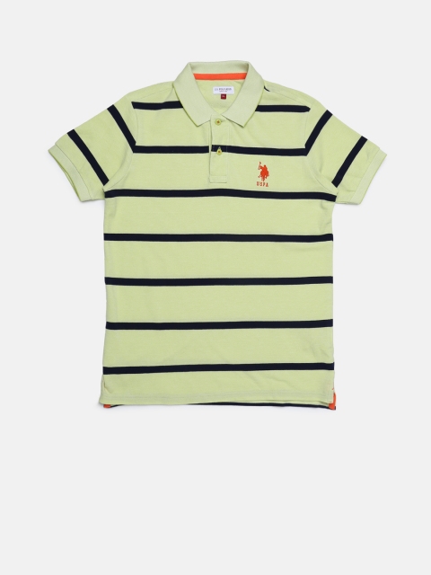 

U.S. Polo Assn. Kids Boys Green Striped Polo Collar T-shirt