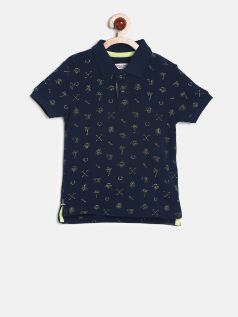 

U.S. Polo Assn. Kids Boys Navy Blue Printed T-shirt