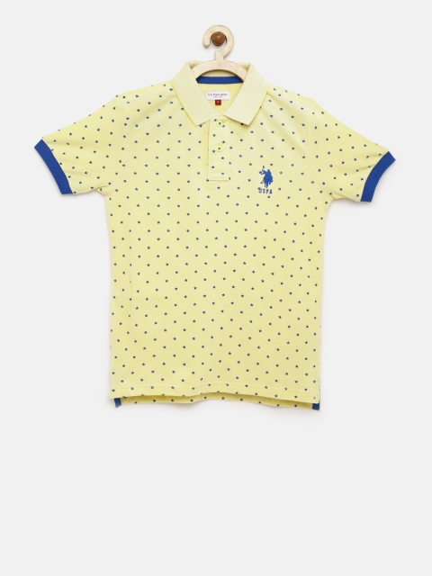 

U.S. Polo Assn. Kids Boys Yellow Printed Polo Pure Cotton T-shirt