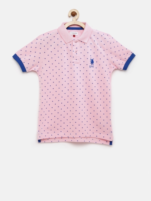 

U.S. Polo Assn. Kids Boys Pink Printed Polo T-shirt
