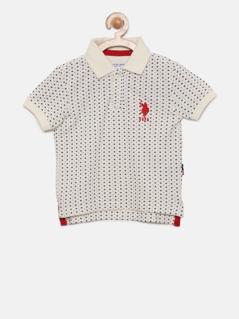 

U.S. Polo Assn. Kids Boys Beige Printed Polo Collar T-shirt