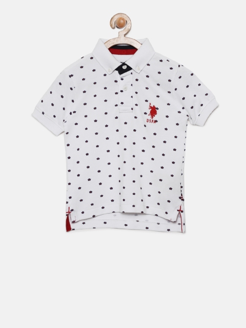 

U.S. Polo Assn. Kids Boys White Printed Polo T-shirt