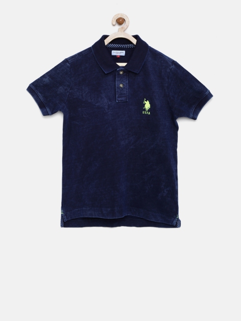 

U.S. Polo Assn. Kids Boys Navy Solid Polo Collar T-shirt, Navy blue