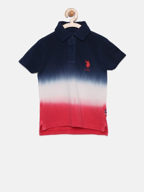 

U.S. Polo Assn. Kids Boys Navy & Pink Dyed Polo T-shirt, Navy blue