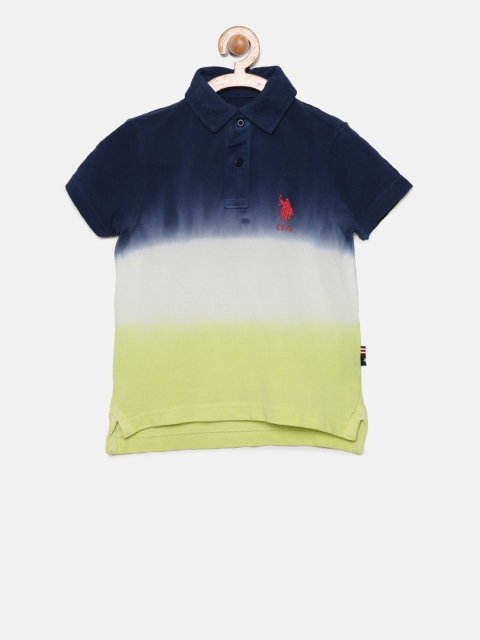 

U.S. Polo Assn. Kids Boys Navy & Yellow Dyed Polo Collar T-shirt, Navy blue