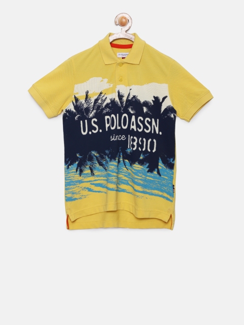 

U.S. Polo Assn. Kids Boys Yellow Printed Polo Collar T-shirt