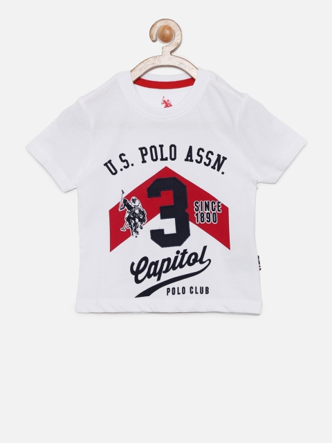 

U.S. Polo Assn. Kids Boys White Printed Polo T-shirt