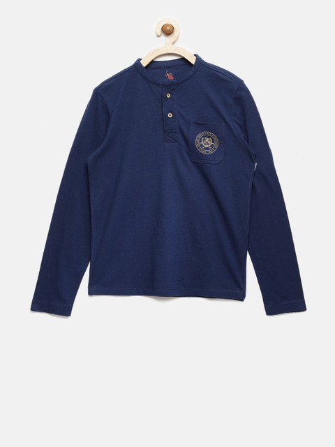 

U.S. Polo Assn. Kids Boys Navy Solid Henley Neck T-shirt, Navy blue