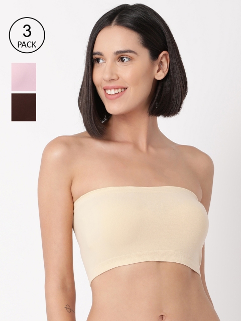 

GOLDSTROMS Pack Of 3 Solid Bandeau Bras - Wireless, Beige