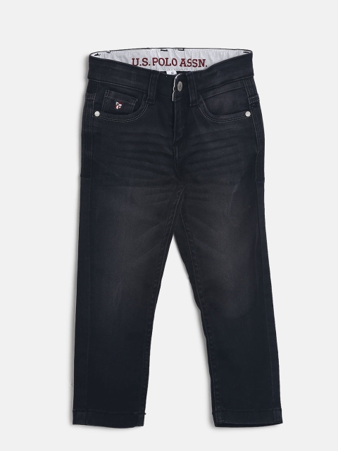 

U.S. Polo Assn. Kids Boys Black Slim Fit Mid-Rise Clean Look Jeans