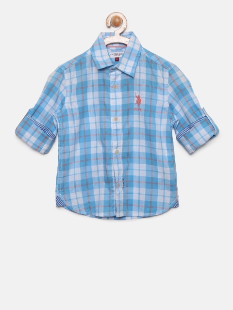 

U.S. Polo Assn. Kids Boys Blue & White Regular Fit Solid Casual Shirt