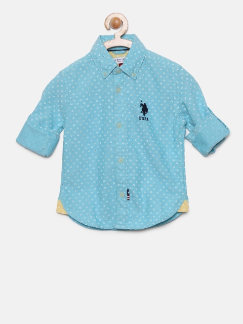 

U.S. Polo Assn. Kids Boys Blue Regular Fit Printed Casual Shirt