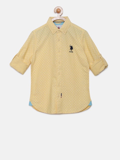 

U.S. Polo Assn. Kids Boys Yellow Regular Fit Printed Casual Shirt