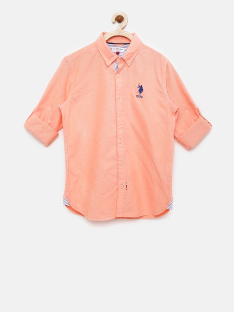 

U.S. Polo Assn. Kids Boys Peach-Coloured Casual Shirt