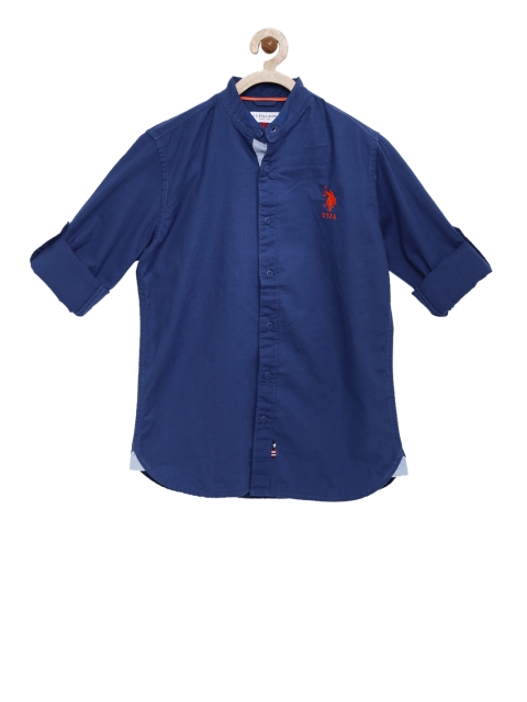 

U.S. Polo Assn. Kids Boys Blue Solid Casual Shirt