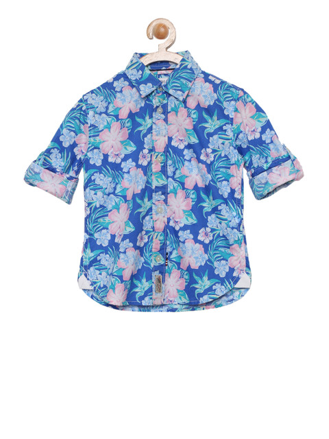 

U.S. Polo Assn. Kids Boys Blue & Pink Regular Fit Printed Casual Shirt