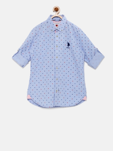 

U.S. Polo Assn. Kids Boys Blue Printed Casual Shirt