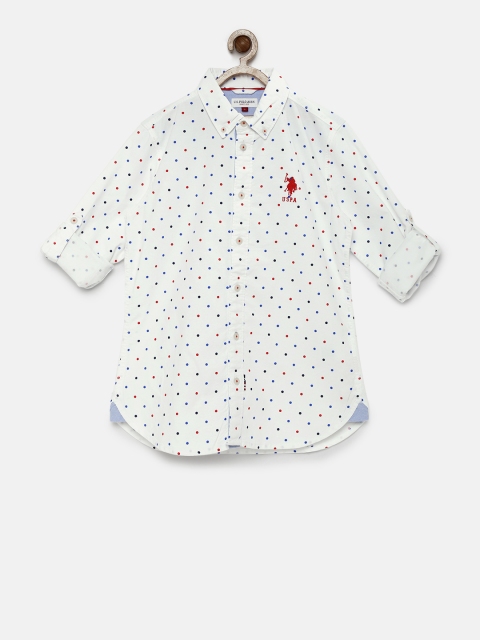 

U.S. Polo Assn. Kids Boys White Printed Casual Shirt