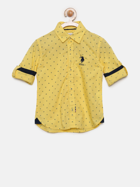 

U.S. Polo Assn. Kids Boys Yellow Regular Fit Printed Casual Shirt