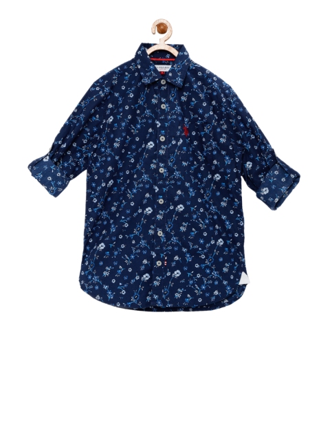 

U.S. Polo Assn. Kids Boys Navy Floral Print Casual Shirt, Navy blue