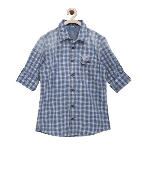 

U.S. Polo Assn. Kids Boys Blue Checked Casual Shirt