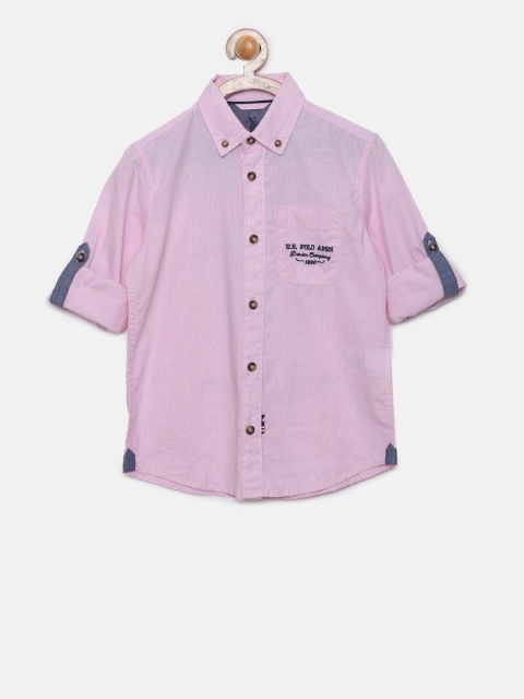 

U.S. Polo Assn. Kids Boys Pink Regular Fit Striped Casual Shirt
