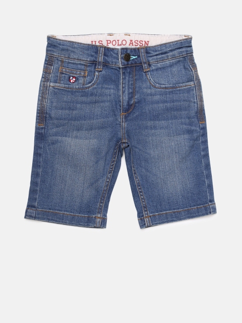 

U.S. Polo Assn. Kids Boys Blue Solid Regular Fit Denim Shorts