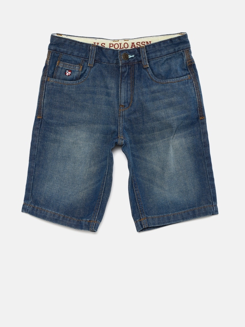 

U.S. Polo Assn. Kids Boys Blue Washed Regular Fit Denim Shorts