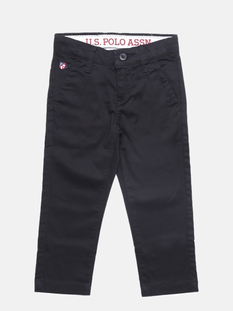 

U.S. Polo Assn. Kids Boys Black Regular Fit Solid Regular Trousers
