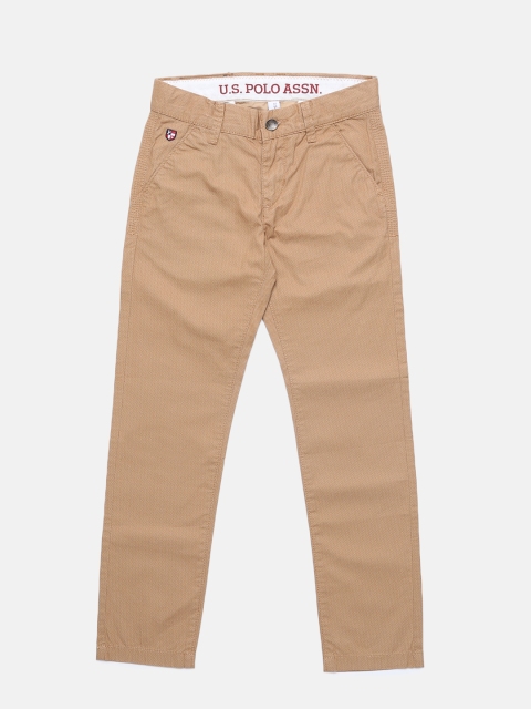 

U.S. Polo Assn. Kids Boys Beige Regular Fit Solid Regular Trousers
