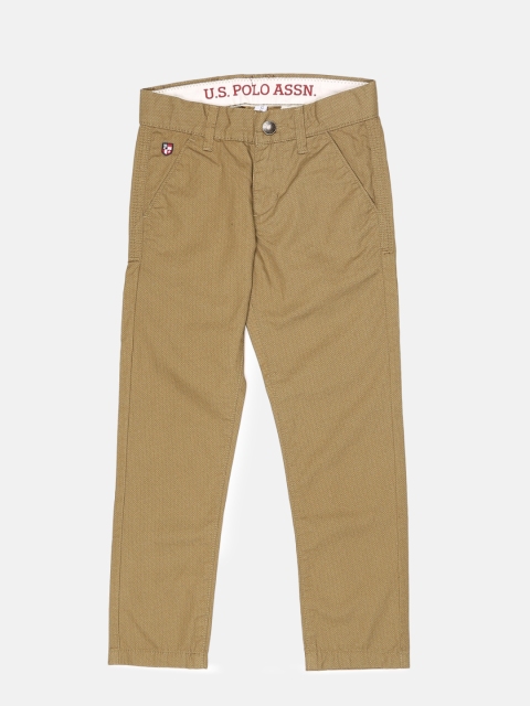 

U.S. Polo Assn. Kids Boys Brown Slim Fit Self Design Chinos